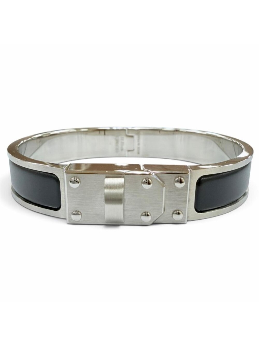 Hermes Kelly Bracelet Bangle Black Silver